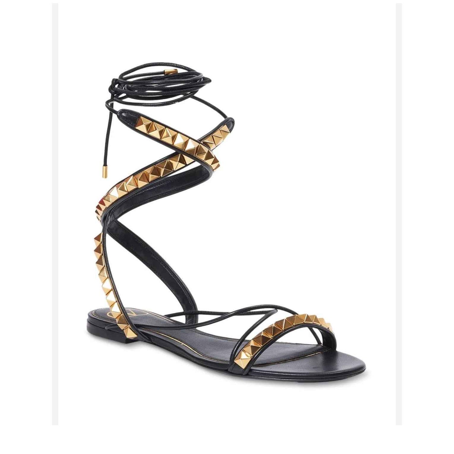 Valentino Gold Rock Stud Ankle Wrap Sandals Sz 38 (7.5)