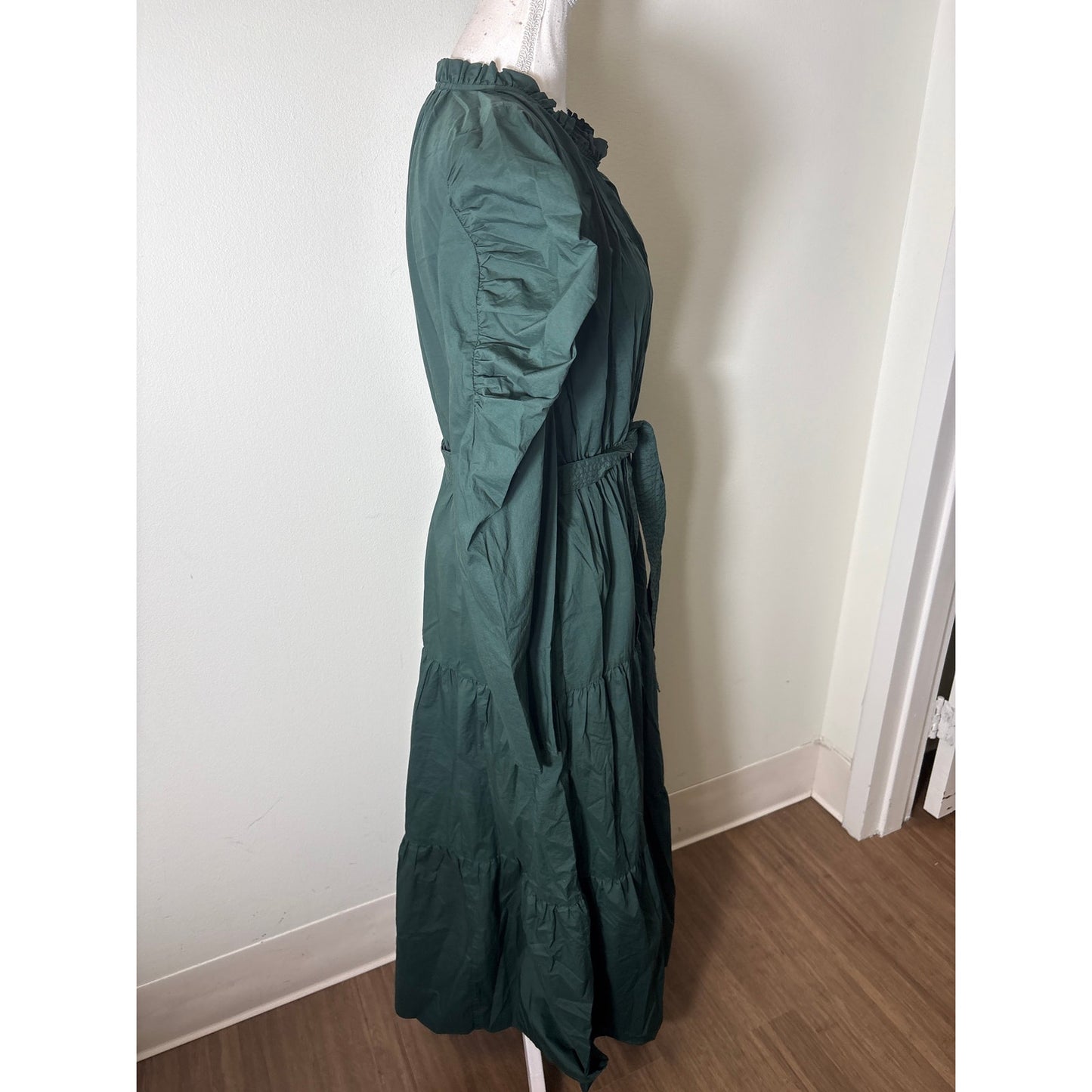 Anna Cate Forest Green Long Sleeve Cotton Maxi Dress Sz L