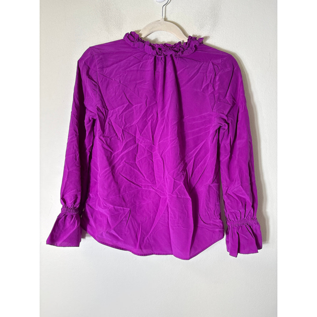 J.Crew Purpe Ruffle Neck Long Sleeve Blouse Sz 4P
