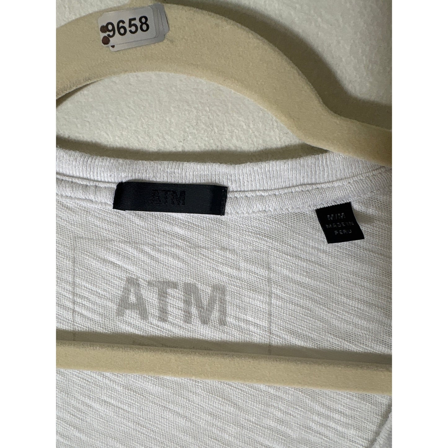 ATM V Neck Short Sleeve White Tee Sz M