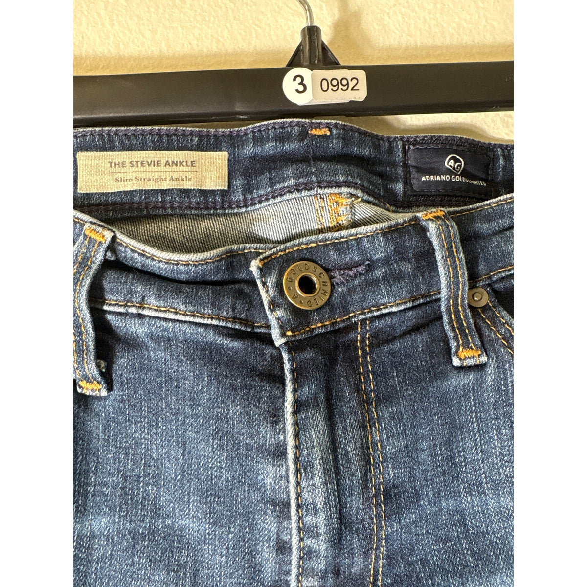 AG Dark Wash Slim Straight Ankle Blue Jean Sz 29