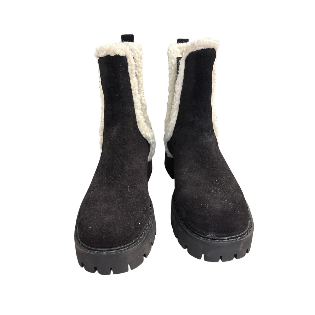 MIchael Kors Black Fur Trimmed Pull On Boots Sz 9