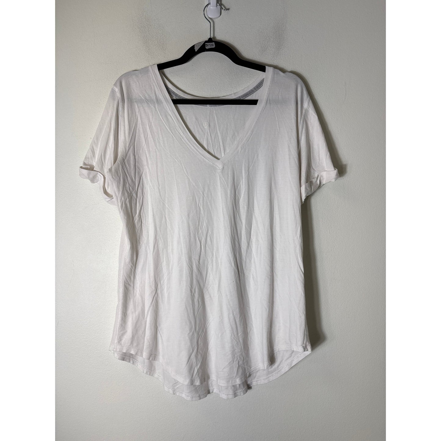 Lululemon White Short Cuffed Sleeve Tee Shirt Sz 8