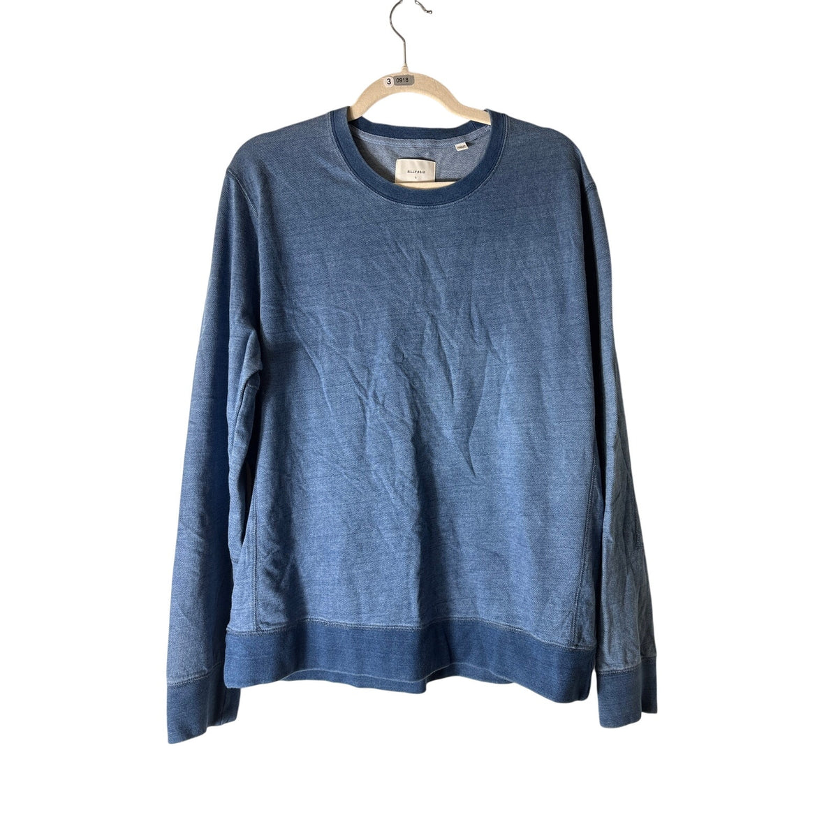 Mens Billy Reid Blue Textured Long Sleeve Tee Sz L