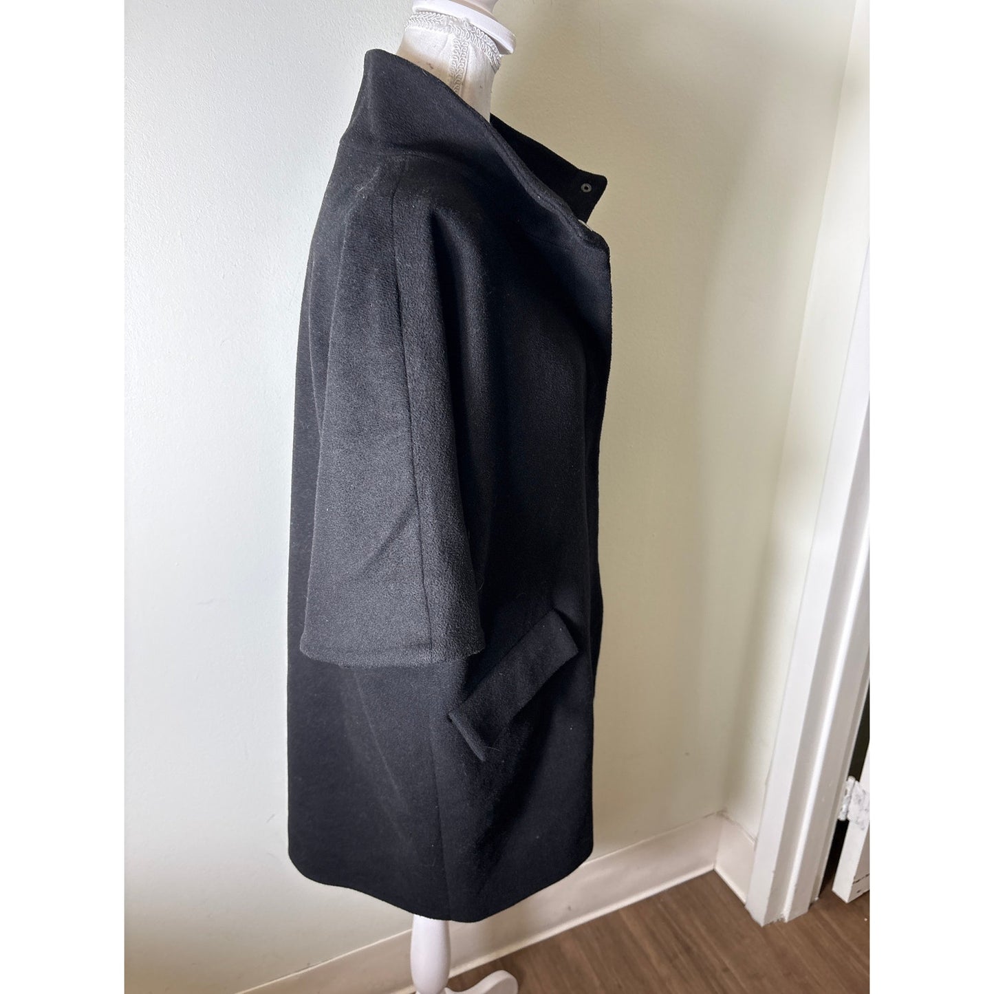 Emerson Fry Black Short Sleeve Wool Coat Sz S