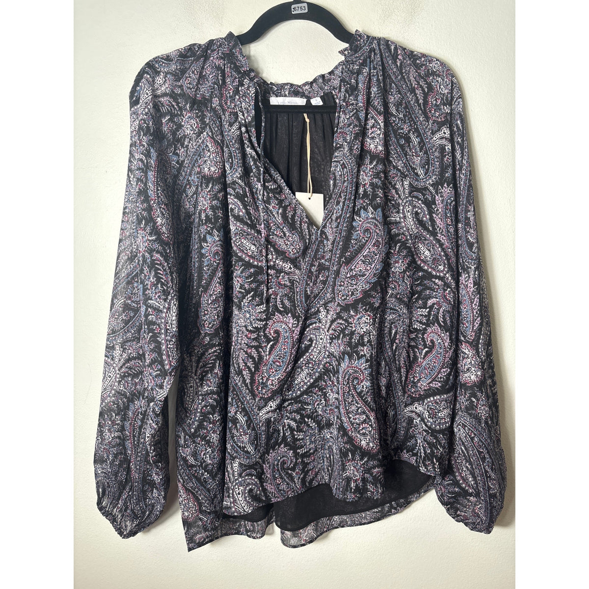NWT Little Moon Dark Multicolor Paisley Long Sleeve Shirt Sz S