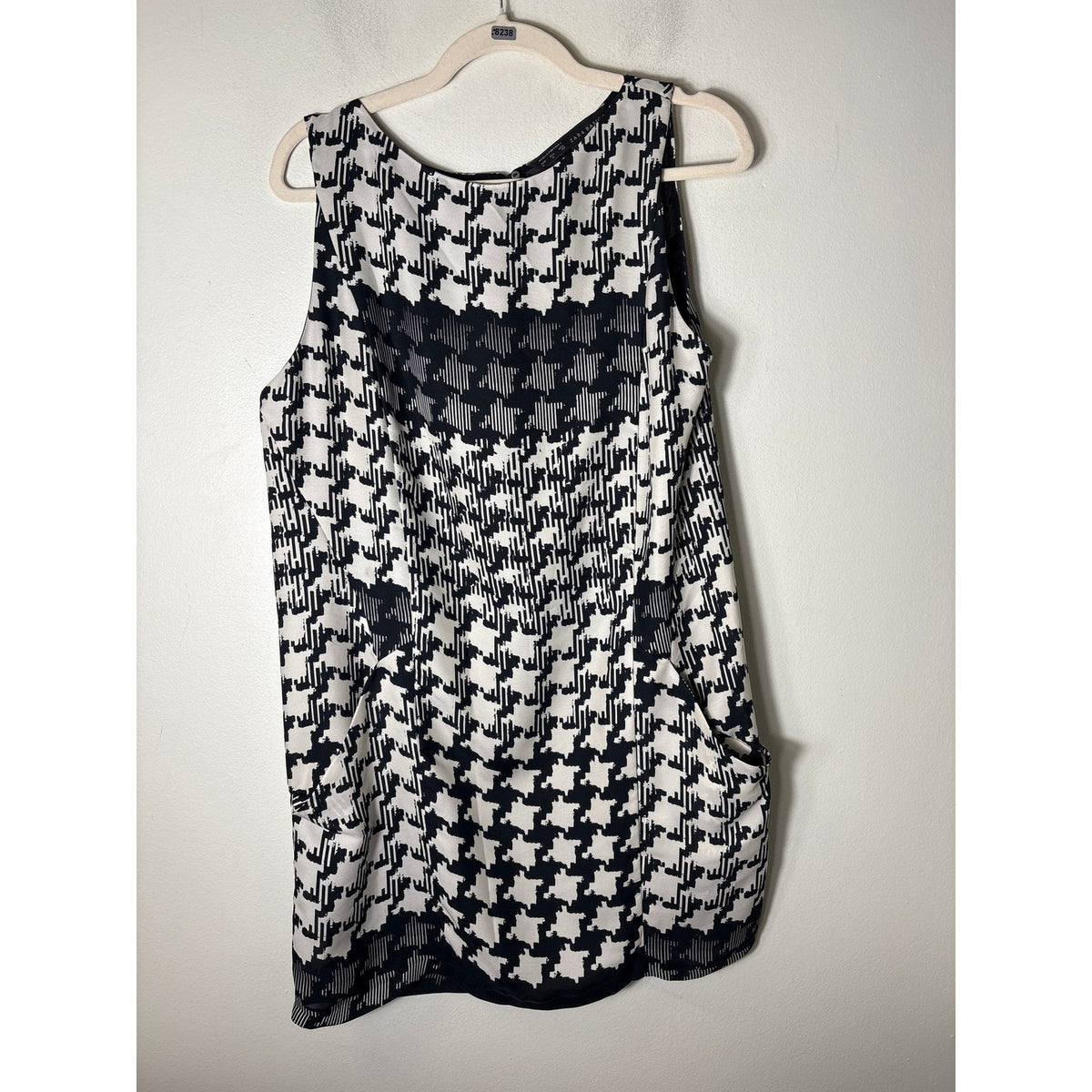 Zara Basic Black White Geo Print Sleeveless Mini Dress Sz M