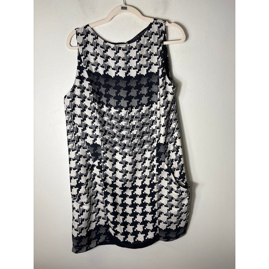 Zara Basic Black White Geo Print Sleeveless Mini Dress Sz M