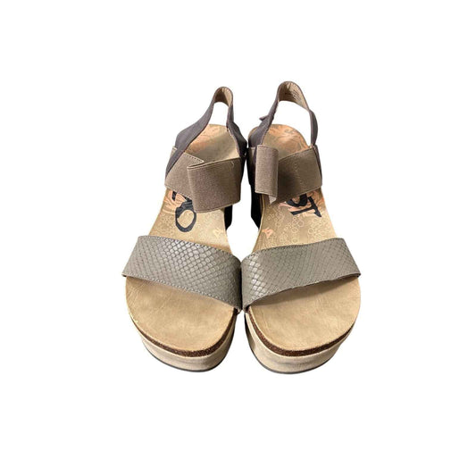 OTBT Brown Leather Wedge Strap Sandals Sz 8