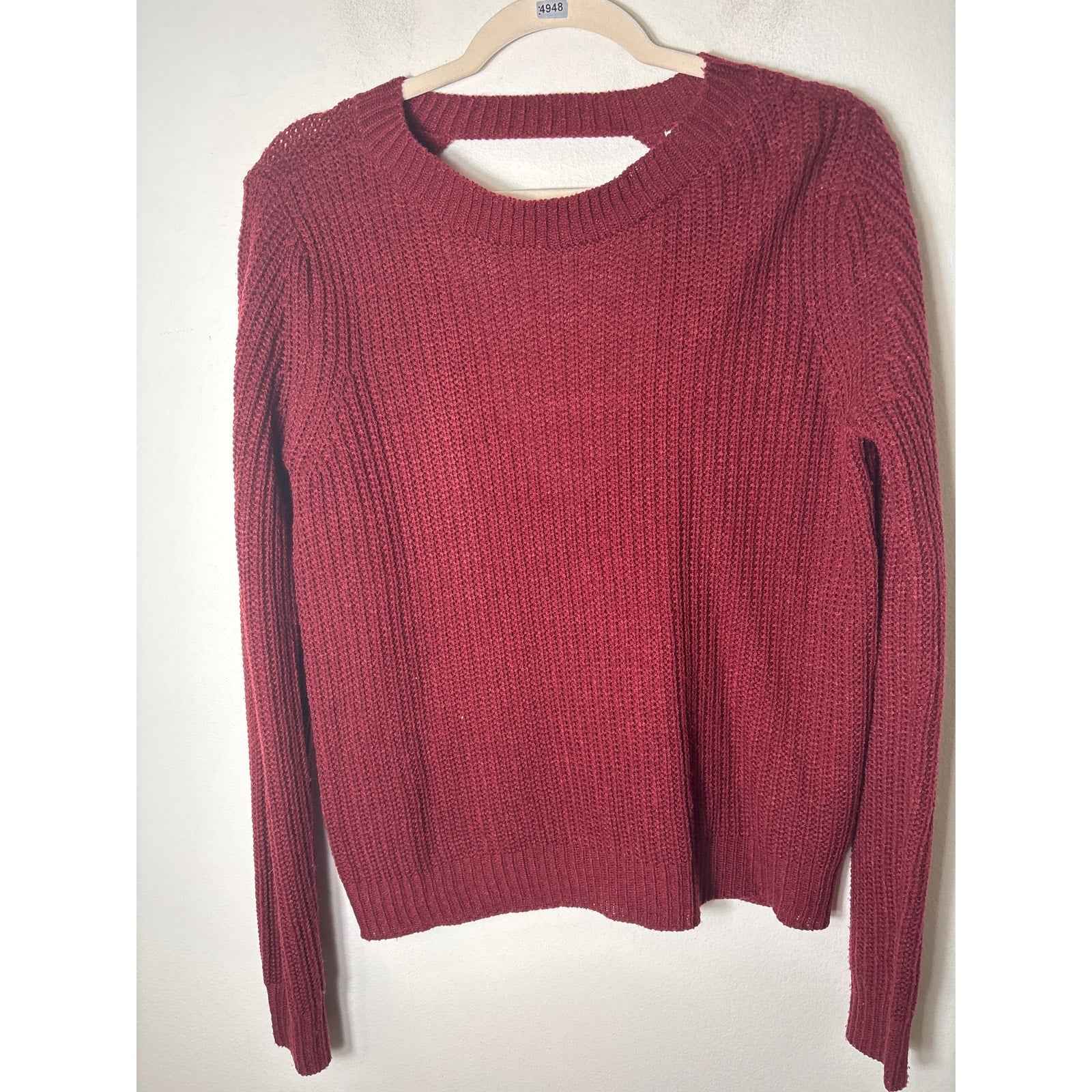 Jack Burgandy Cut Out Back Sweater Sz S