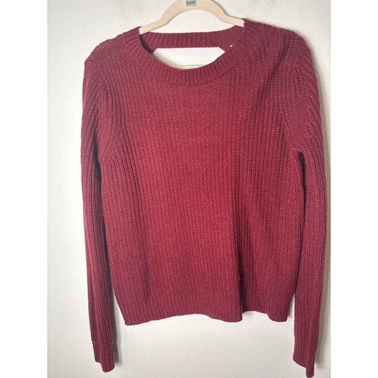 Jack Burgandy Cut Out Back Sweater Sz S