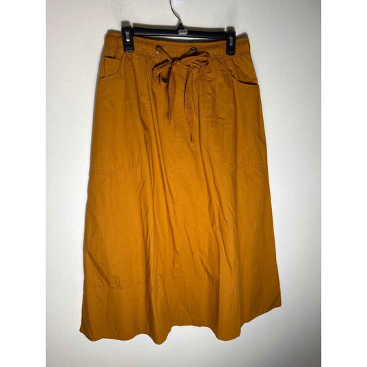 NWT Lilla P Dark Orange Long Poplin Skirt Sz M