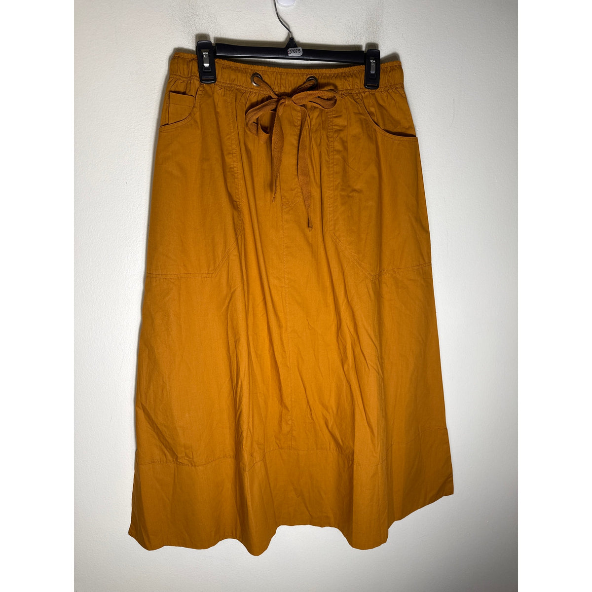 NWT Lilla P Dark Orange Long Poplin Skirt Sz M