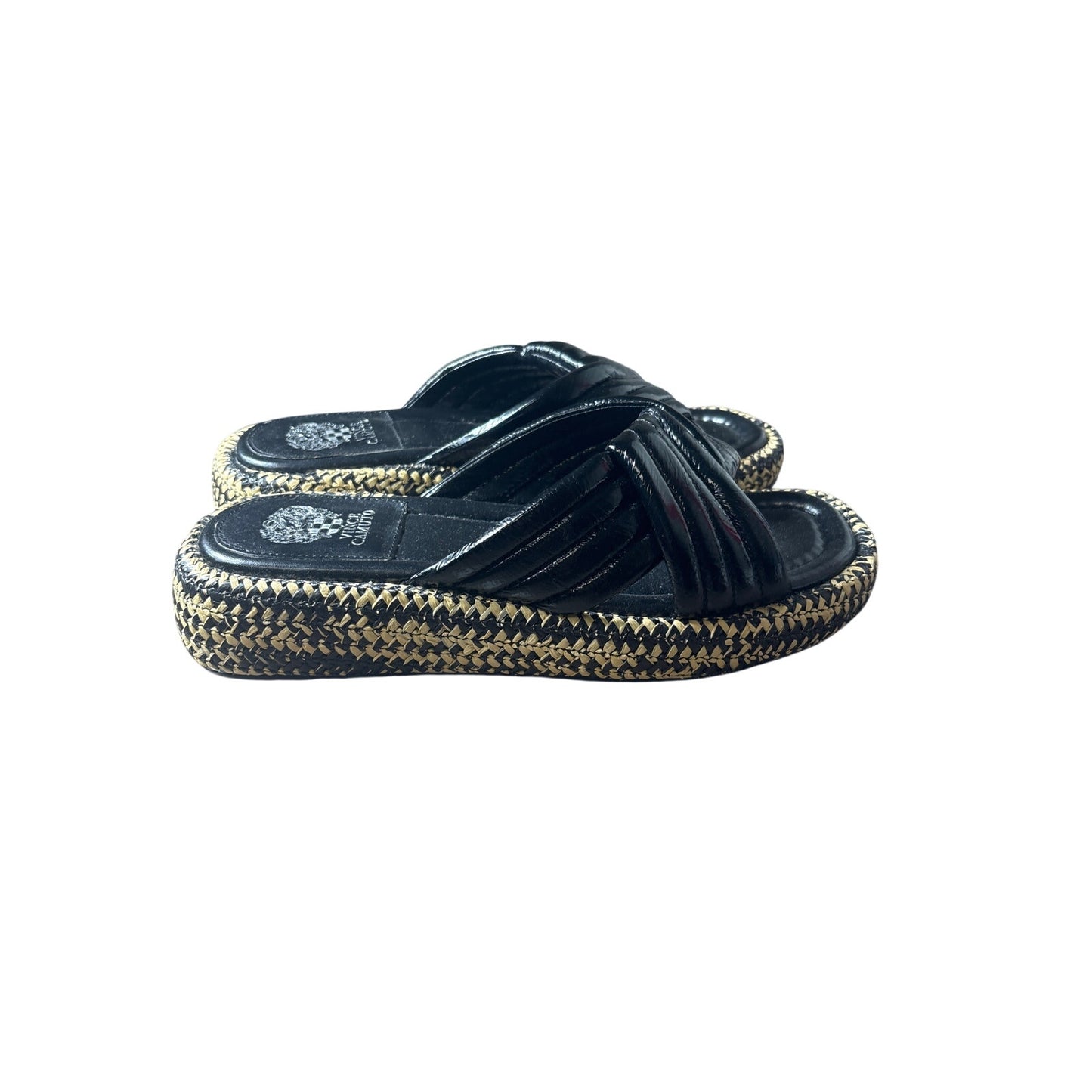Vince Camuto Liquid Black Rafia Sole Sandal Sz 9.5