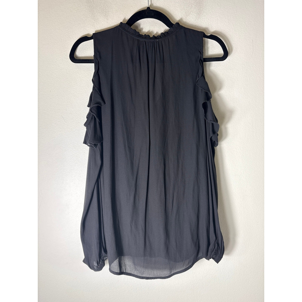 Maeve Black Cold Shoulder Long Sleeve Shirt Sz S