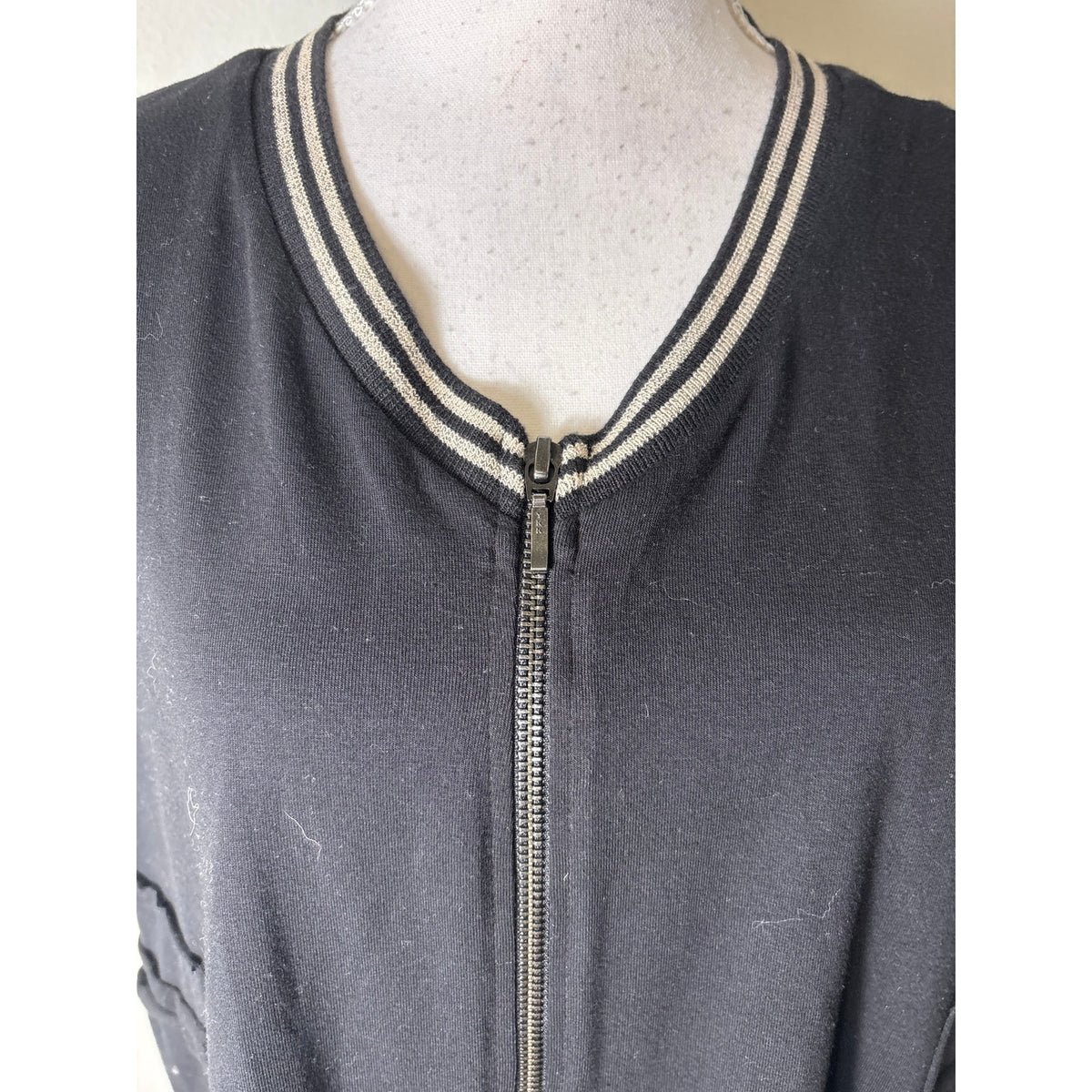 Kedziorek Black Knit Front Zip Top Sz 36