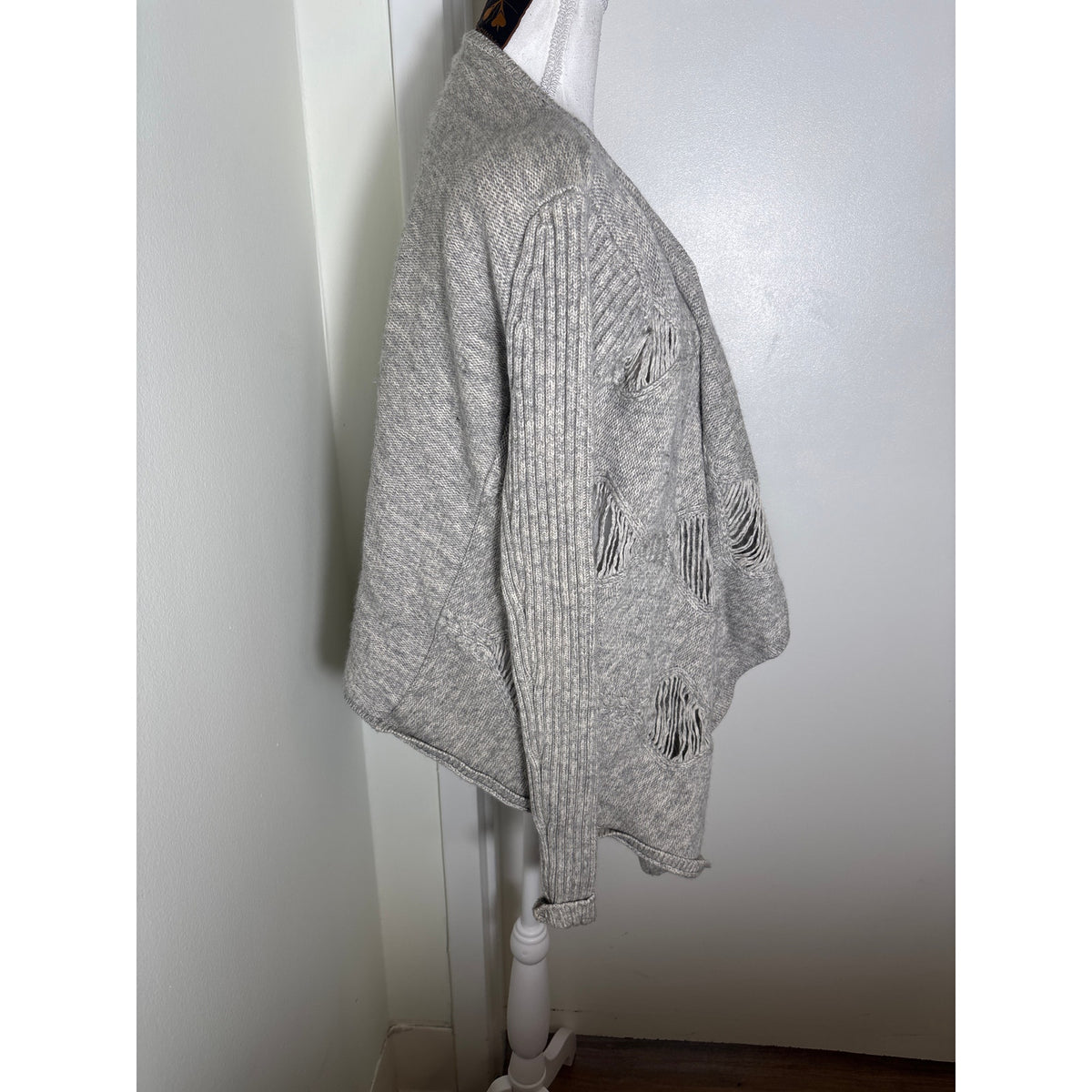 Jamison Gray Long Sleeve Wool Cashmere Open Cardigan Sweater Sz S
