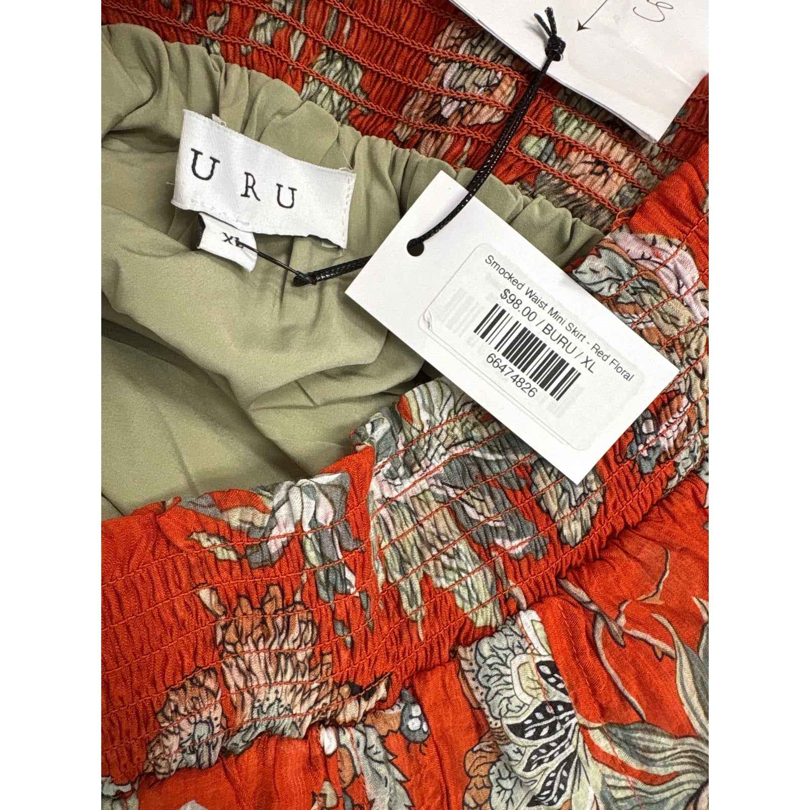 NWT Buru Orange Floral Button Sleeve Blouse and Mini Skirt Set Sz xs&xl