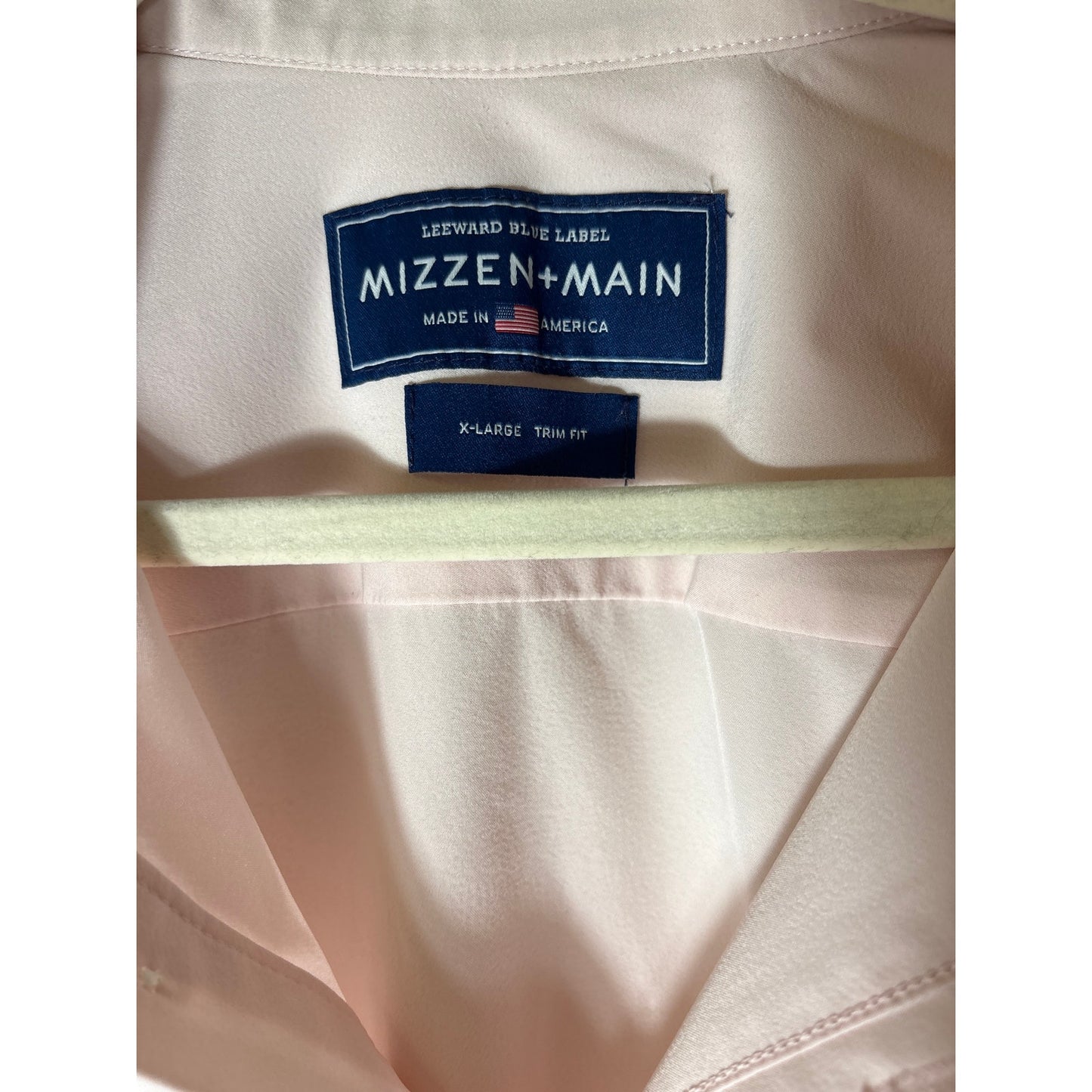 Men's Mizzen + Main Pale Pink Long Sleeve Button Up Dress Shirt Sz XL