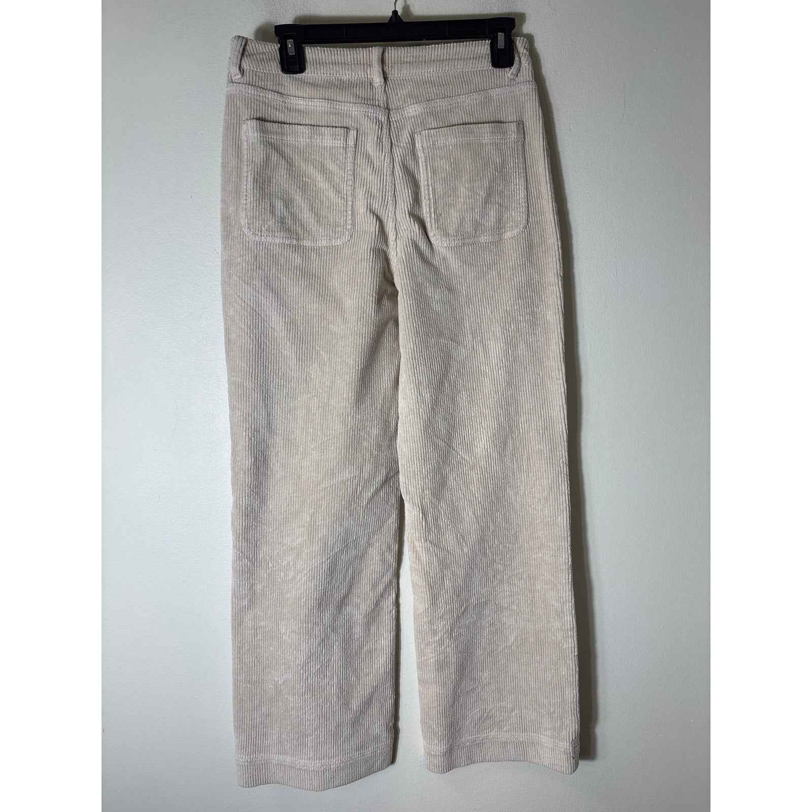 Ann Mashburn Off White Front Pocket Cordoroy Wide Leg Pants Sz 28