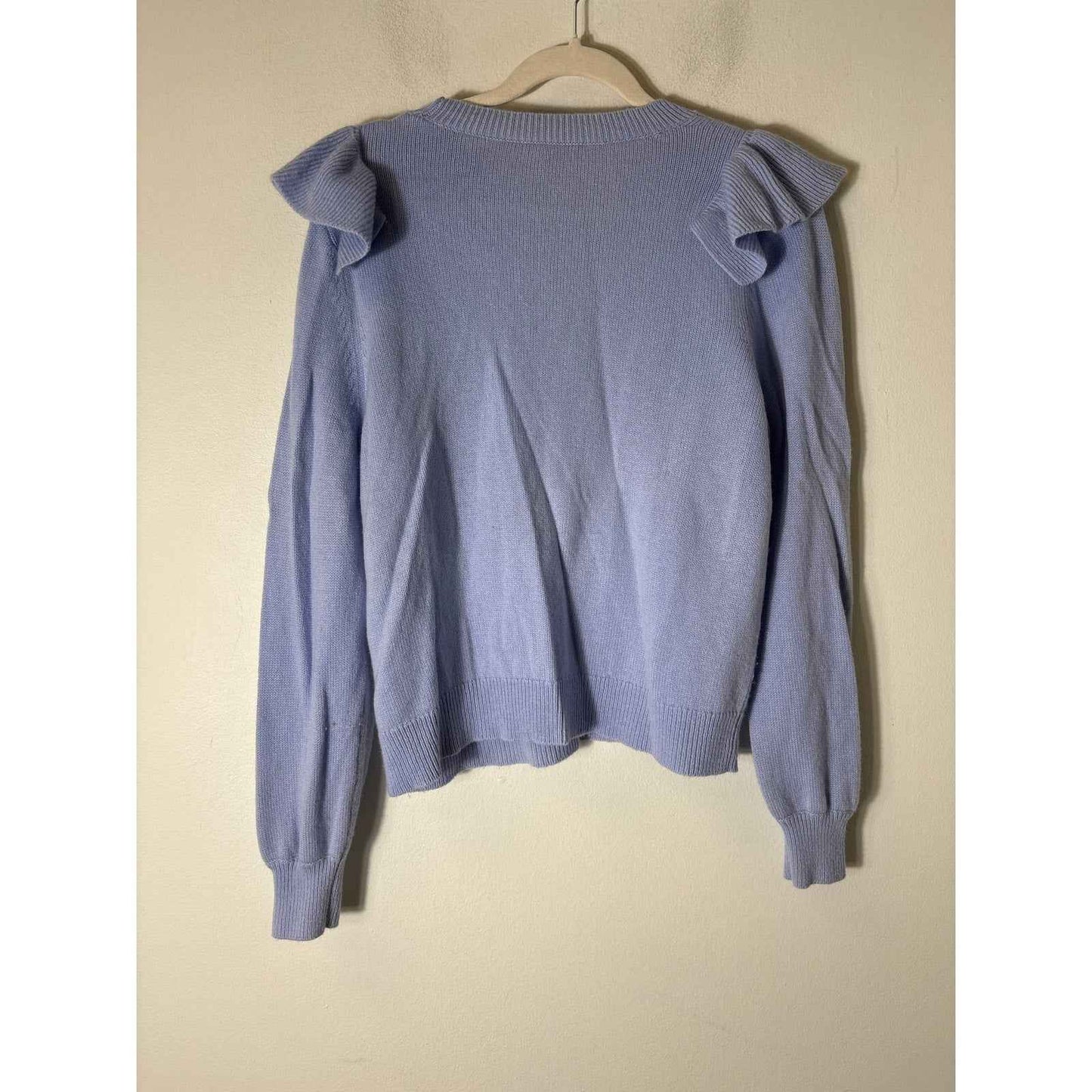 Lilla P Light Blue Long Sleeve Ruffle Sweater Sz XL