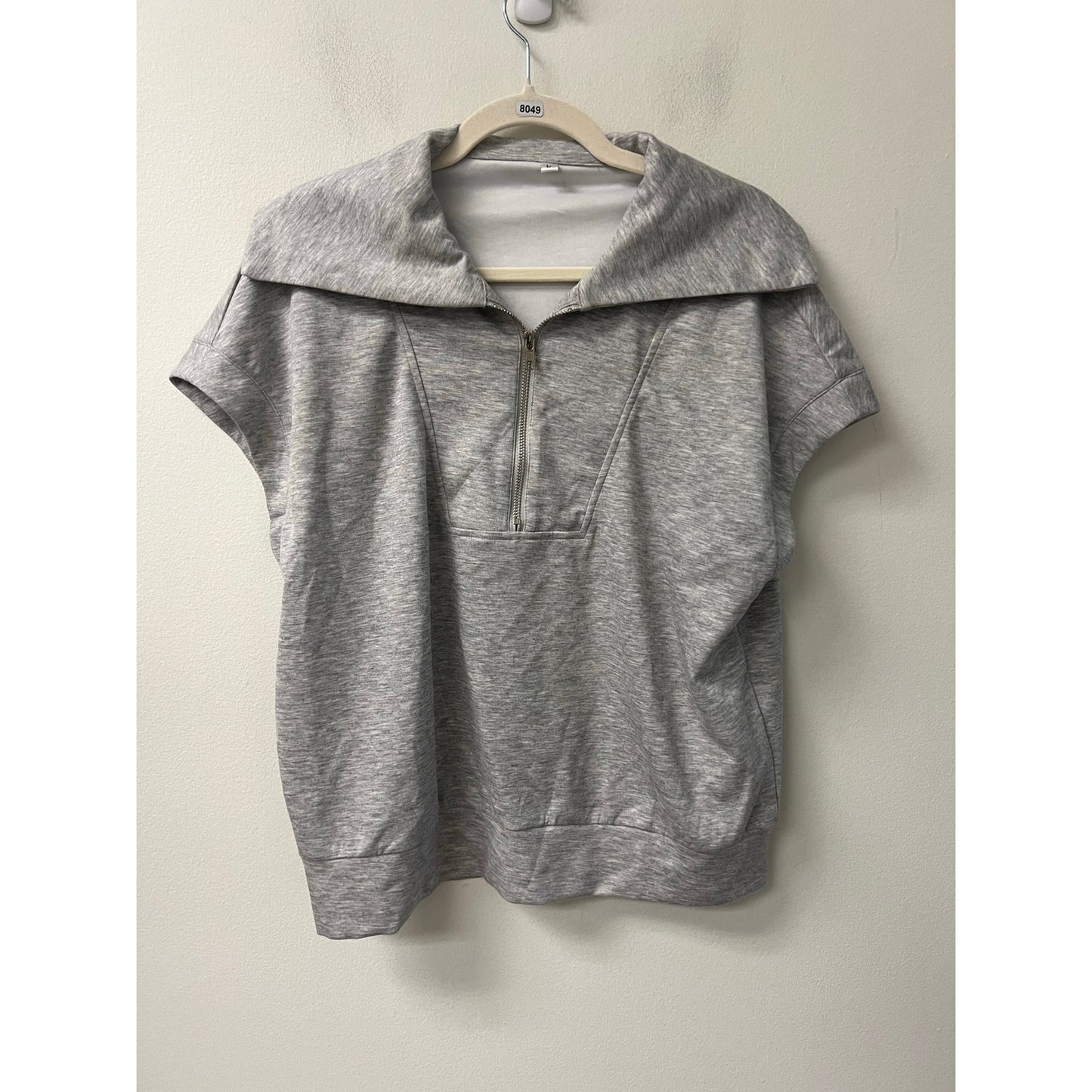 No Brand Heather Gray Sleeveless Collard Sweatshirt Sz L
