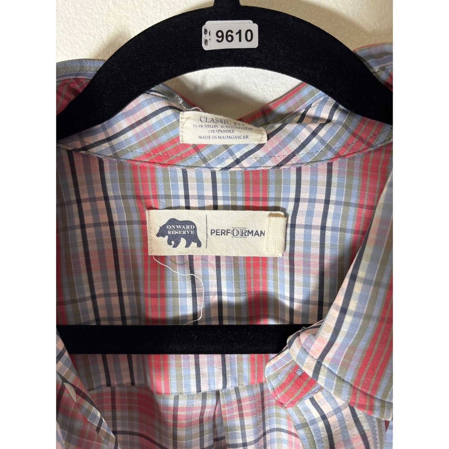 Men's Onward Reserve Blue Red Plaid Short Sleeve Button Down Shirt Sz XL