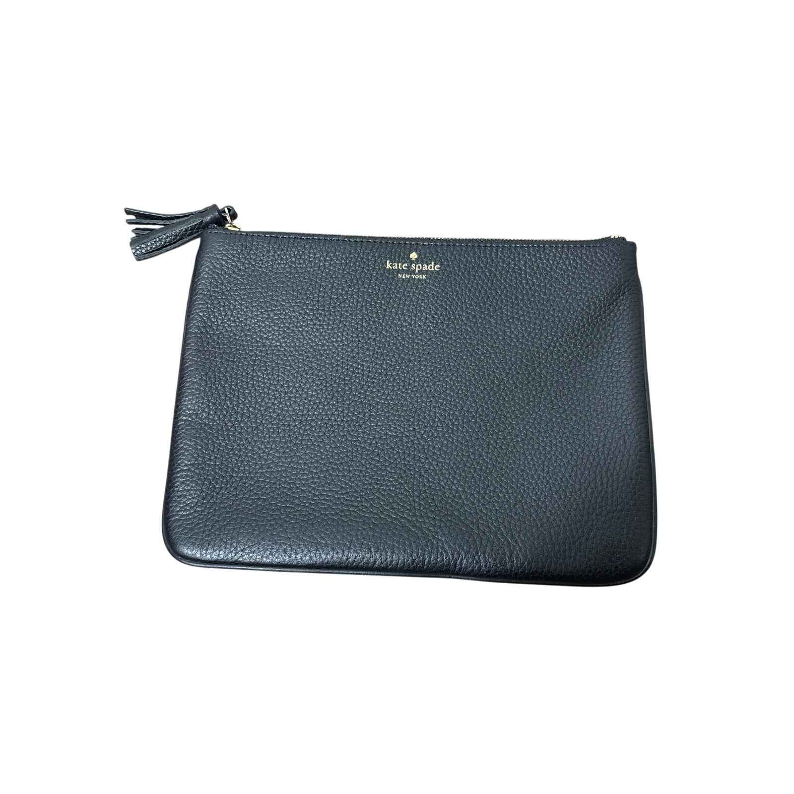 Kate Spade Black Pebble Leather Pouch 10"x7.5"