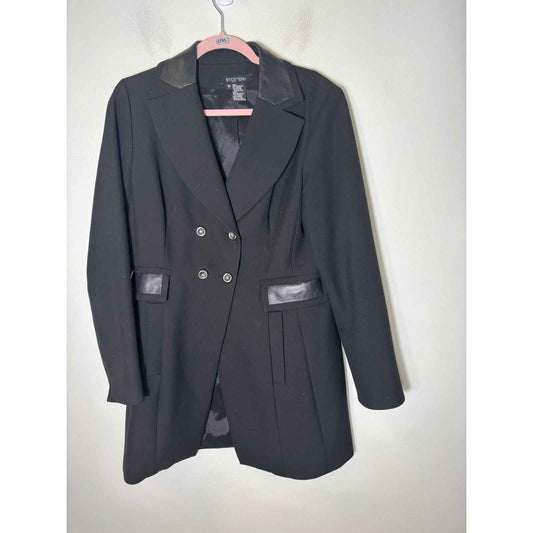 Etcetera Black with Leather Trim Blazer Sz 10