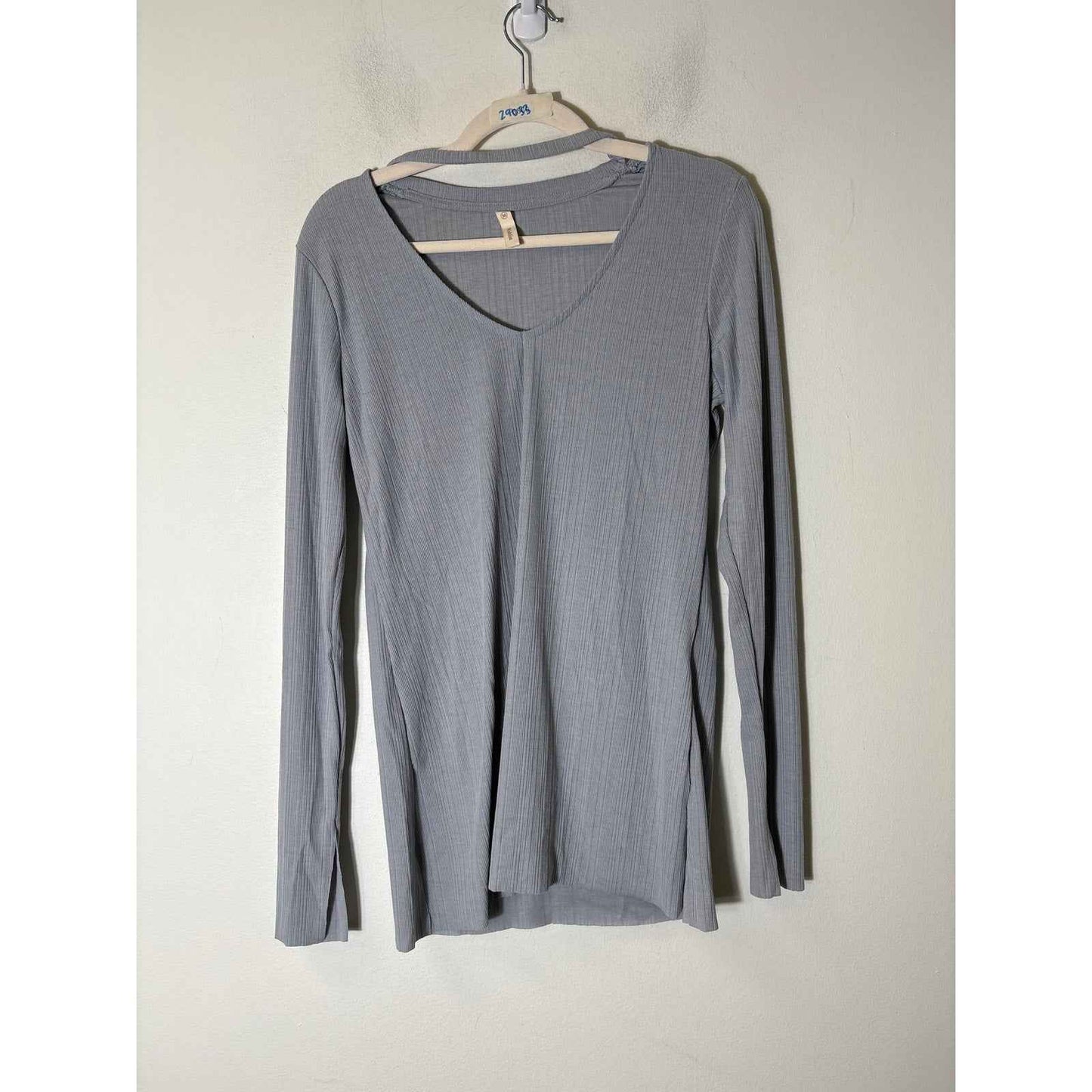 Wishlist Light Gray Blue Long Sleeve Stretch Shirt Sz M