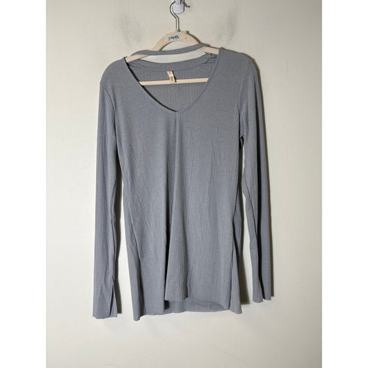 Wishlist Light Gray Blue Long Sleeve Stretch Shirt Sz M