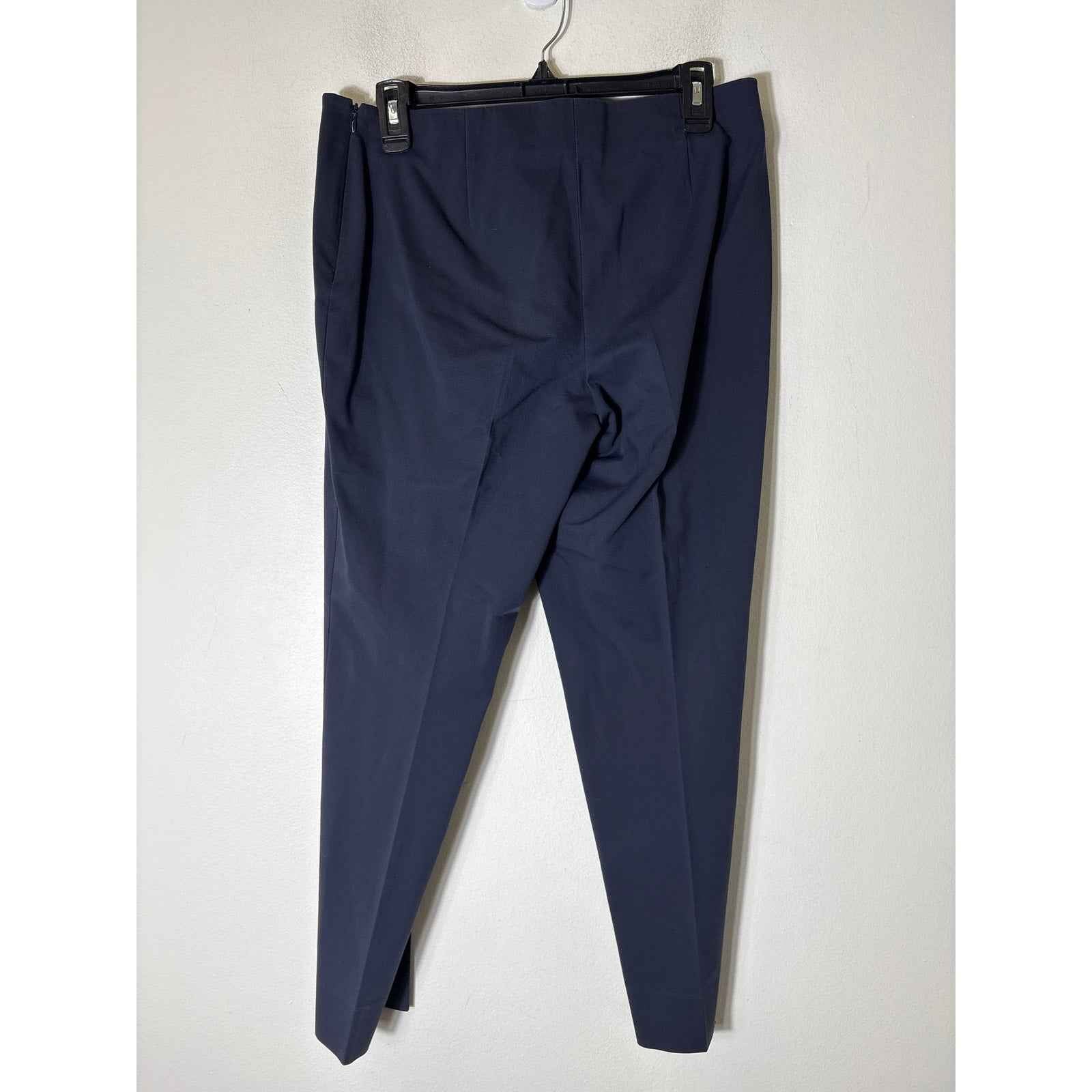 Lafayette 148 Navy Side Zip Flat Front Ankle Pants Sz 6