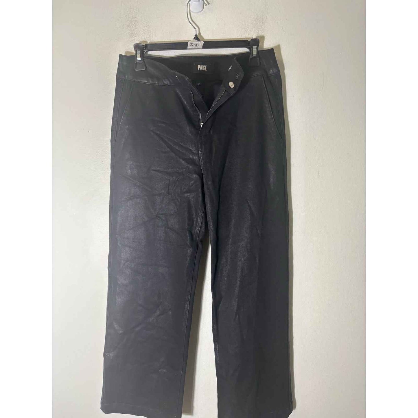 Paige Black Faux Leather Nellie Denim Pant Sz 29