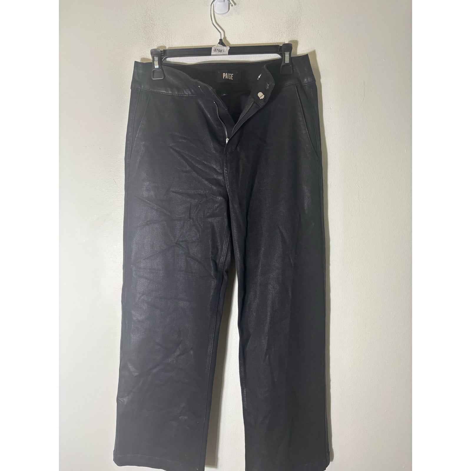 Paige Black Faux Leather Nellie Denim Pant Sz 29