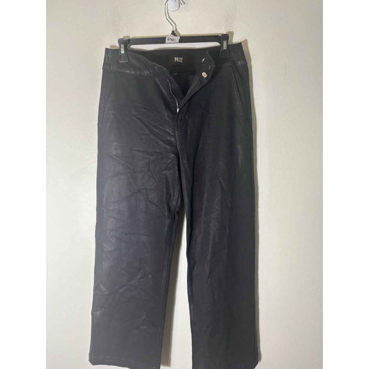Paige Black Faux Leather Nellie Denim Pant Sz 29
