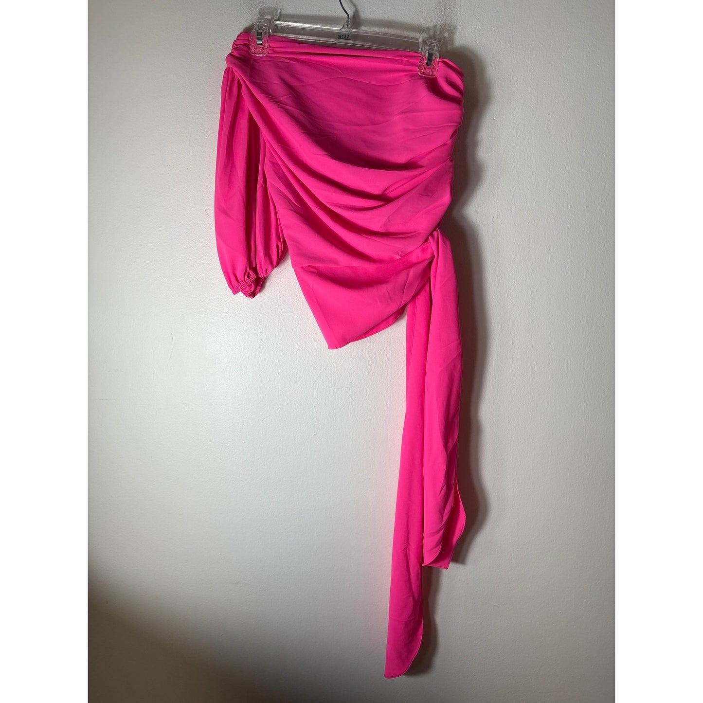 Amanda Uprichard Neon Pink One Shoulder 3/4 Sleeve Top Sz S