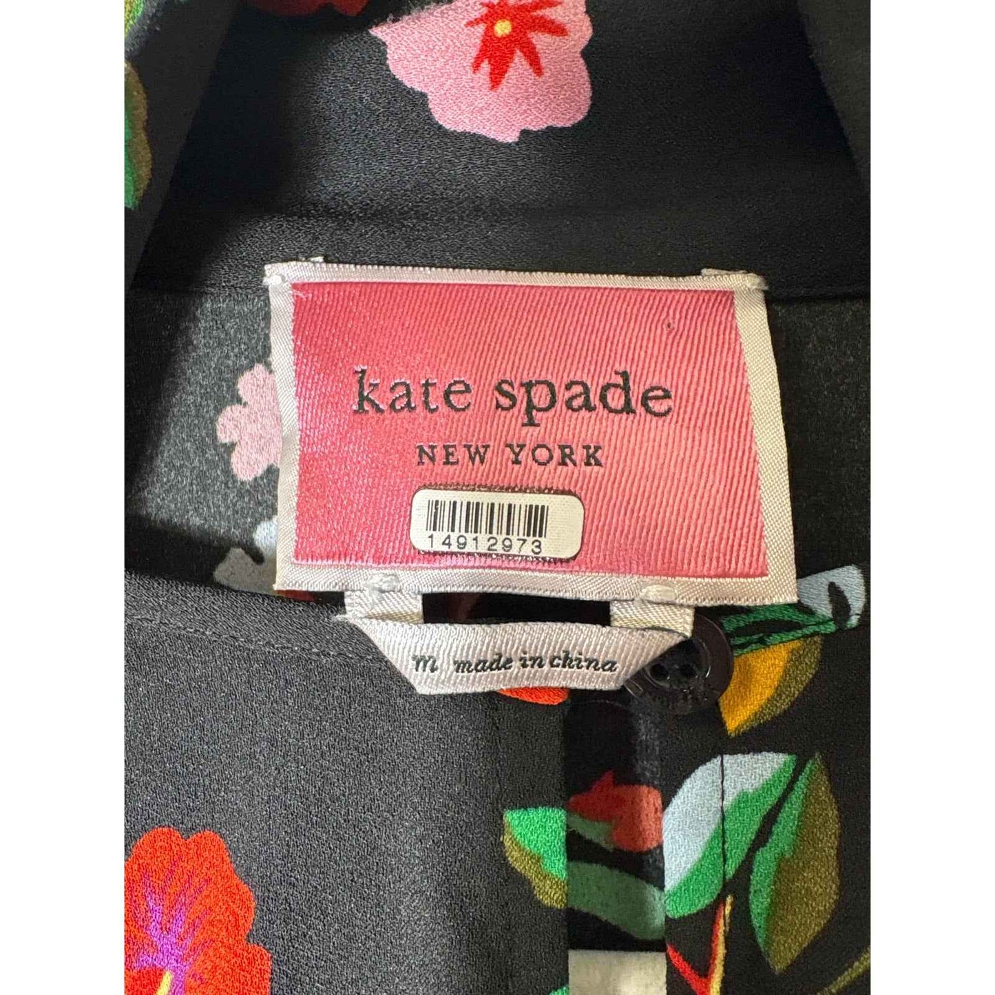 Kate Spade Black Floral Long Sleeve V-Neck Ruffled Mini Dress Sz m