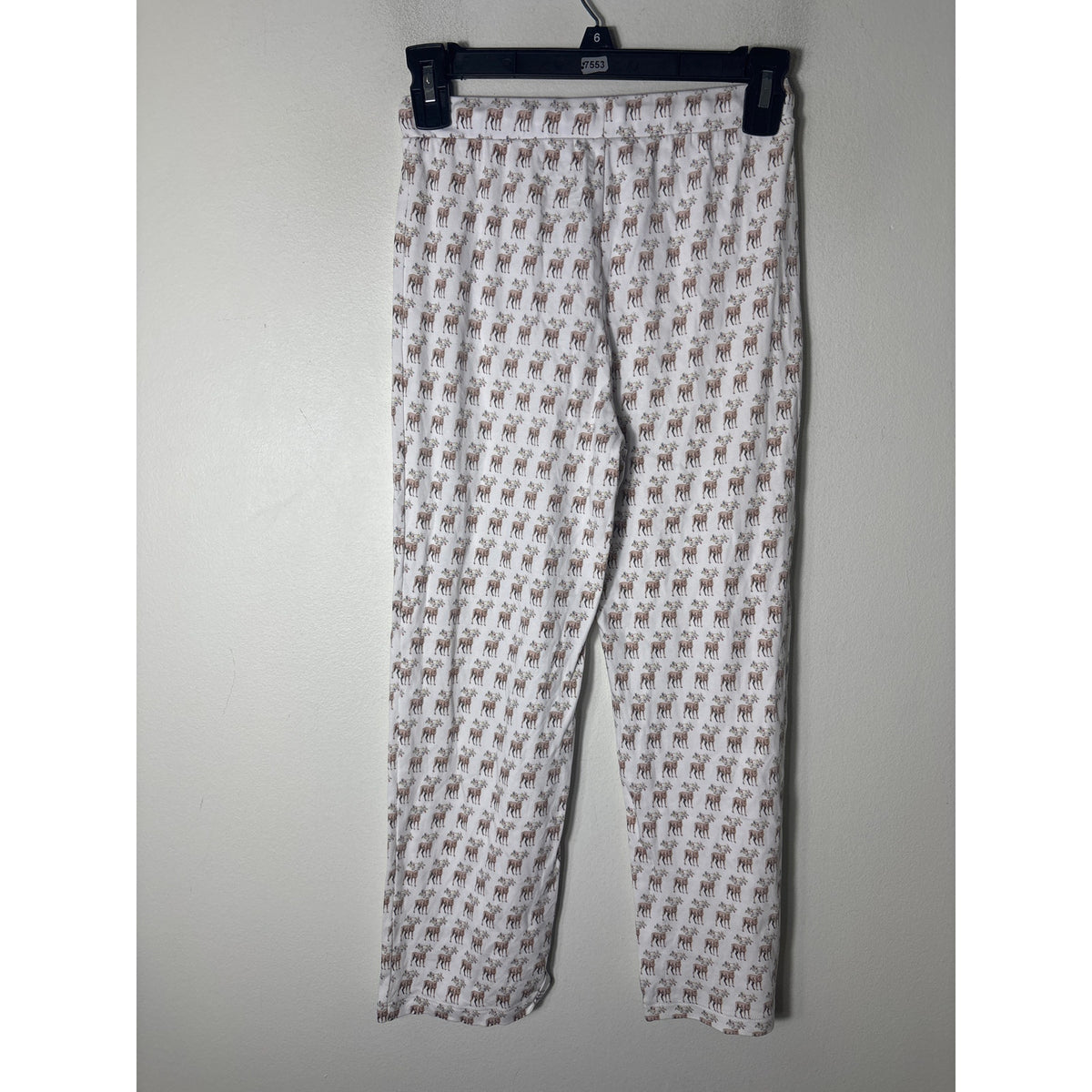 Girls Lila and Hayes White Reindeer Cotton PJ Pants Sz 7