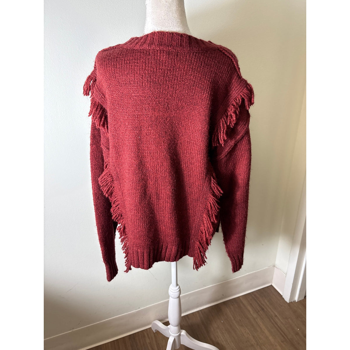 Rebecca Minkoff Rust Fringed Sweater Sz M