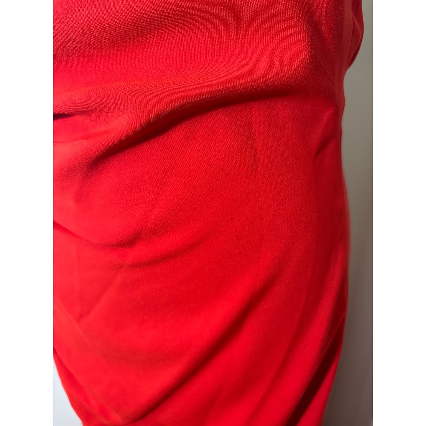 Mango MNG Capsule Red One Shoulder Floor Length Ruched Gown Sz 8