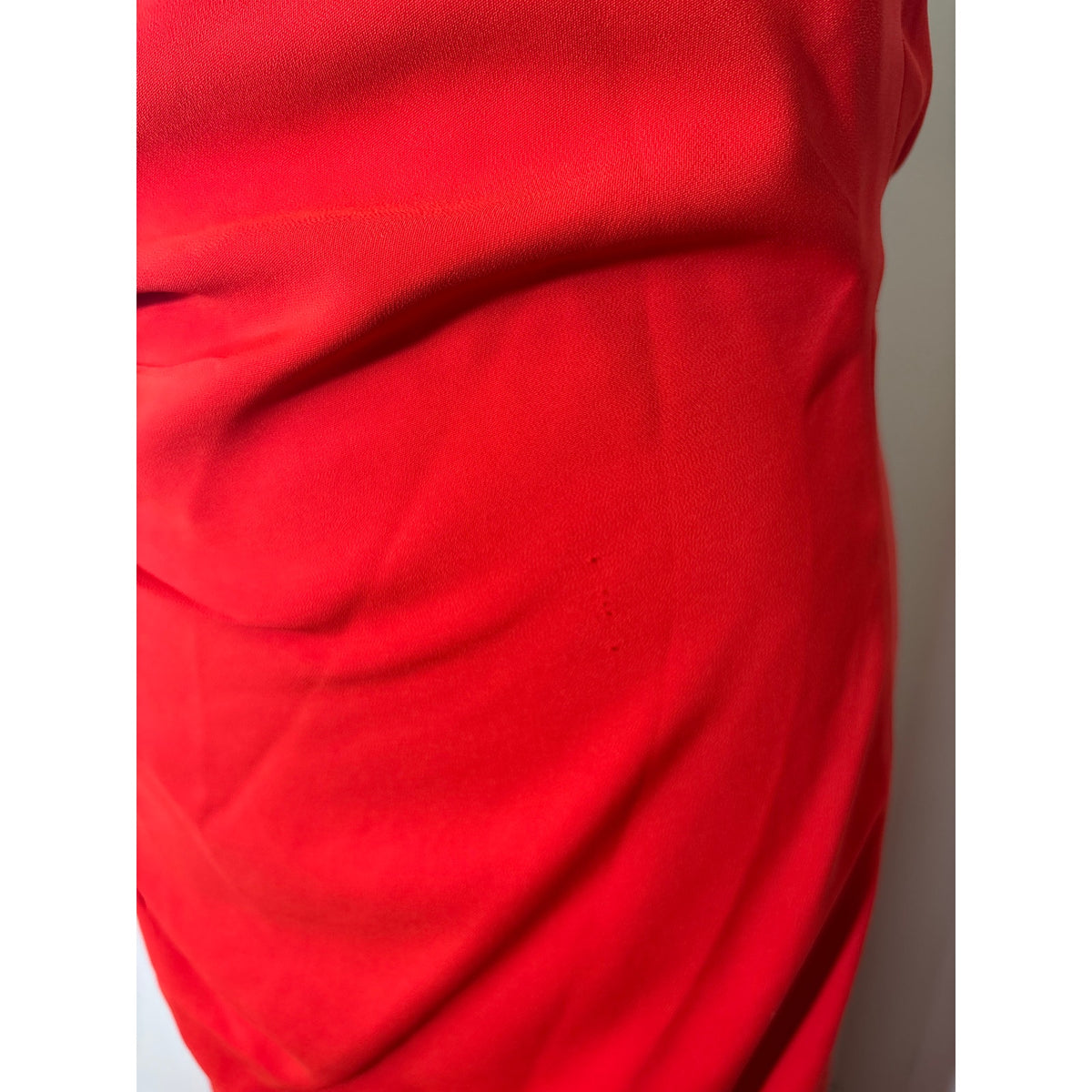 Mango MNG Capsule Red One Shoulder Floor Length Ruched Gown Sz 8