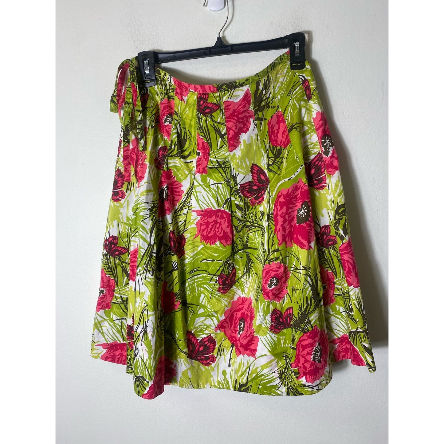 Talbots Petites Green Pink Tropical A-Line Skirt S 6P
