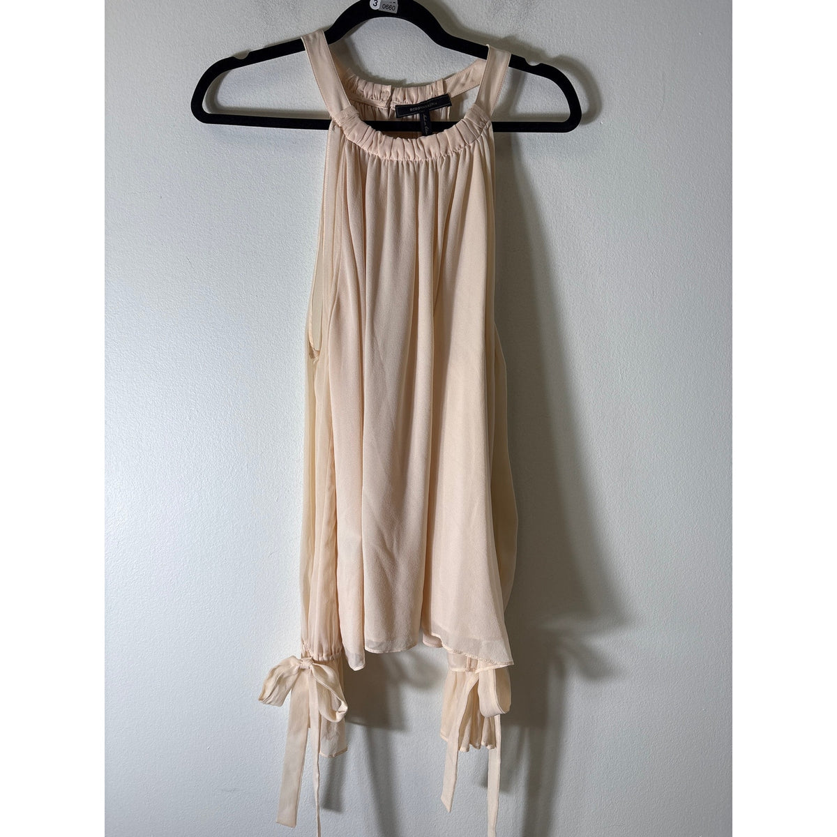 BCBG Peach Cold Shoulder Long Sleeve Blouse Sz L