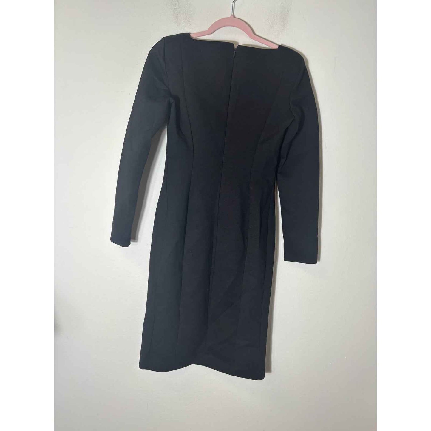 MM Lafleur Black Long Sleeve Midi Sheath Dress Sz 2