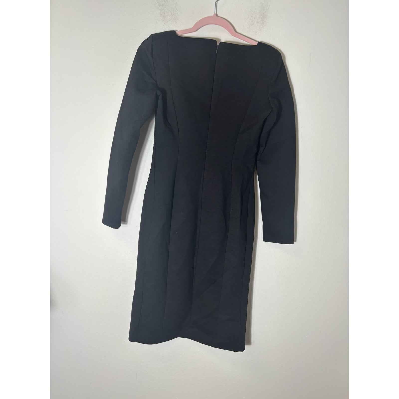 MM Lafleur Black Long Sleeve Midi Sheath Dress Sz 2