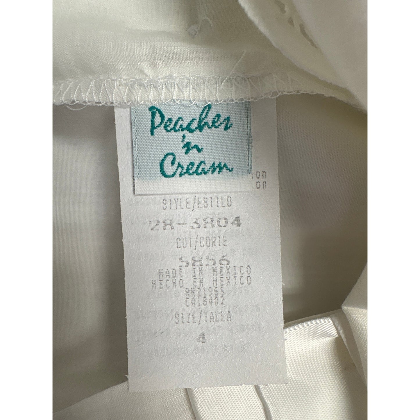 Girls Vintage PeachesNCream White Linen Top&Pants Set with Crochet Lace Trim Sz4