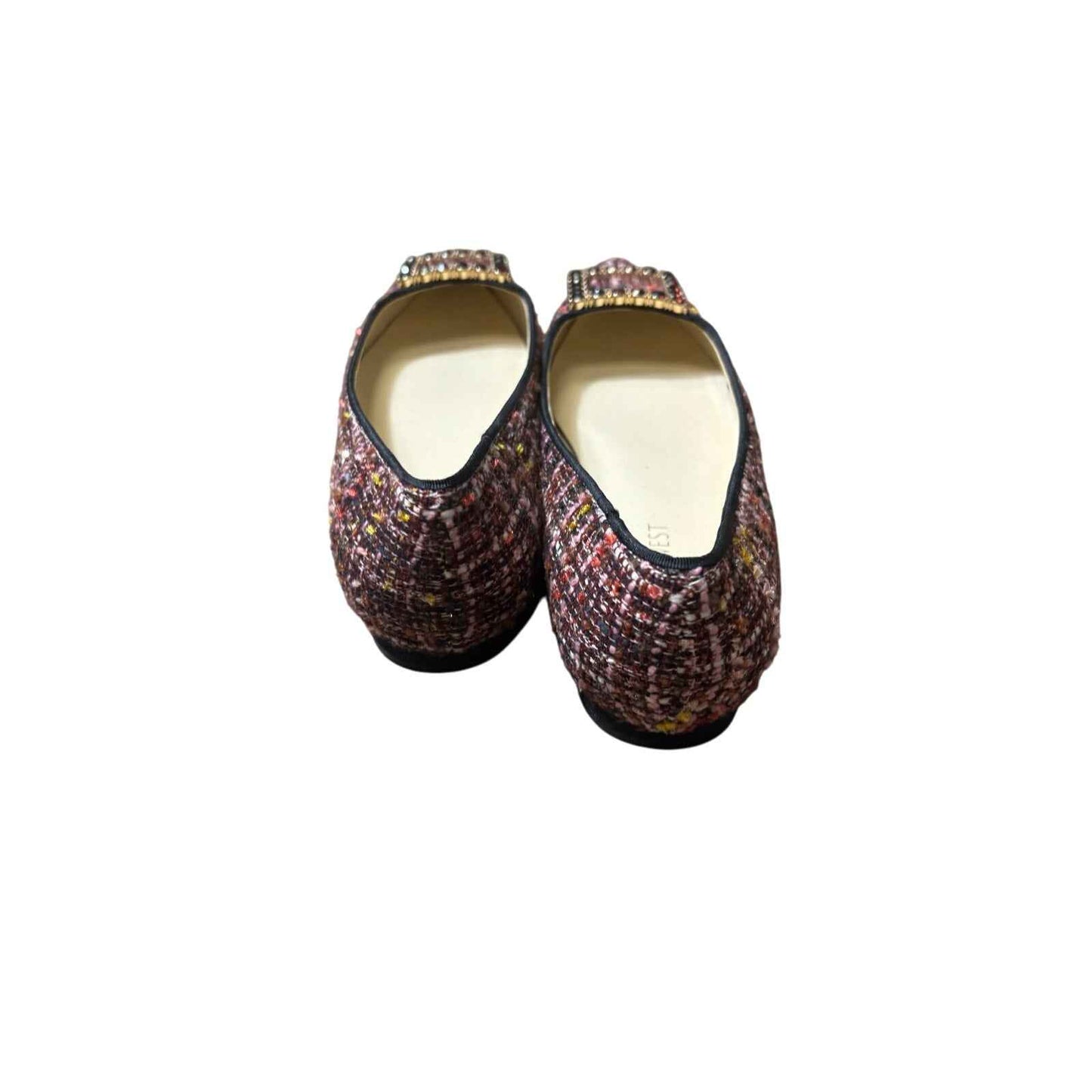 Nine West Red Tweed Jeweled Flat Sz 8.5