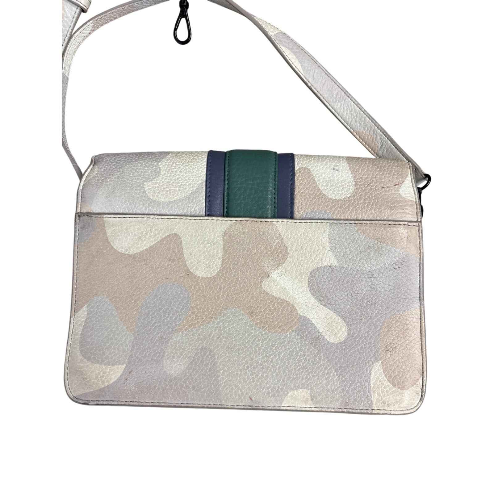 Dagne Dover Gray Camo with Green Stripe Purse