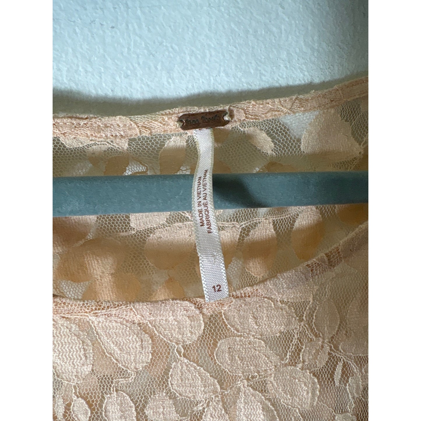Free People Peach Long Sleeve Lace Midi Dress Sz 12