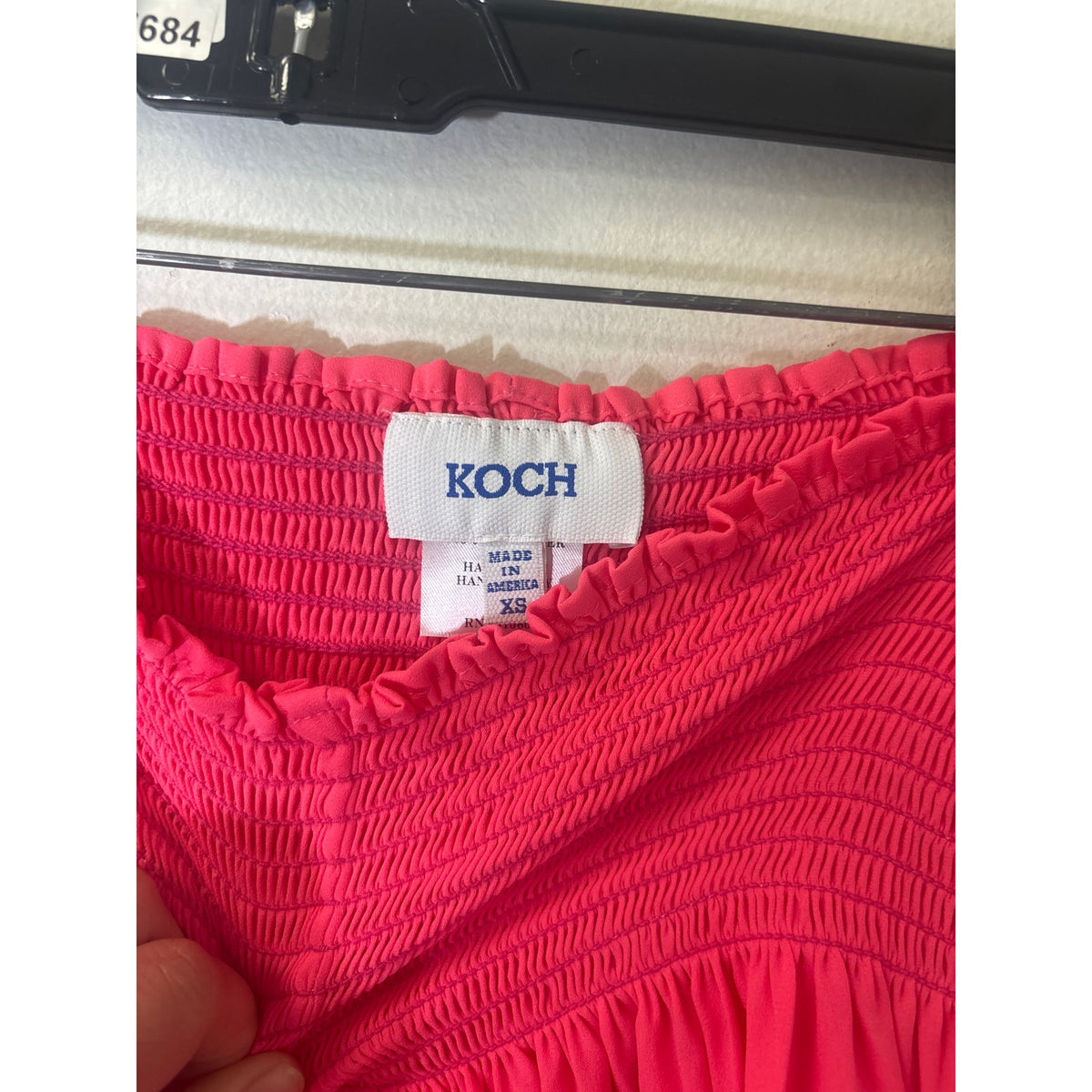 Koch Salmon Pink Smocked Waist Flowy Mini Skirt Sz XS